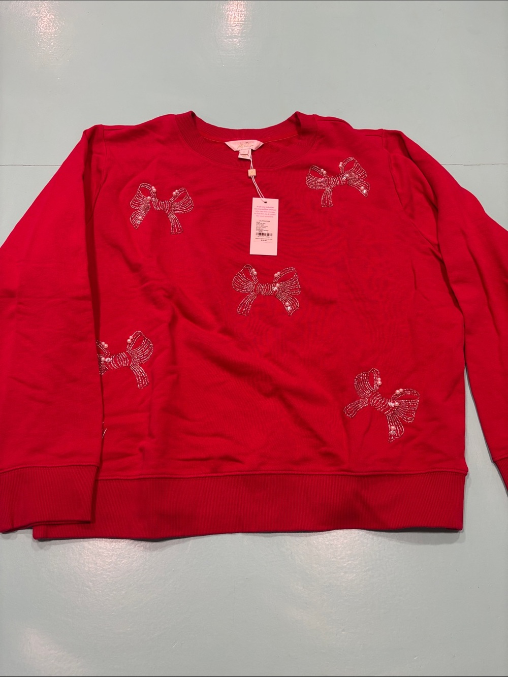 Lilly Pulitzer Red Bow Crystal Embellished Sweatshirt